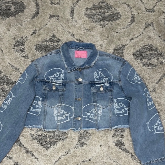 One Eight Azalea Wang Skull monogram denim Jacket - Picture 11 of 14